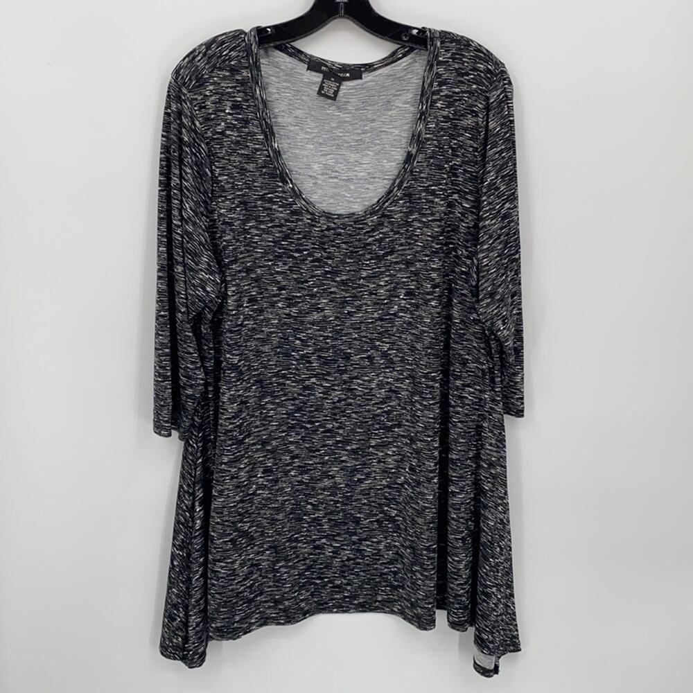 89th & Madison Women's 3/4 Sleeve Print Round Neck Swing Top Size1X